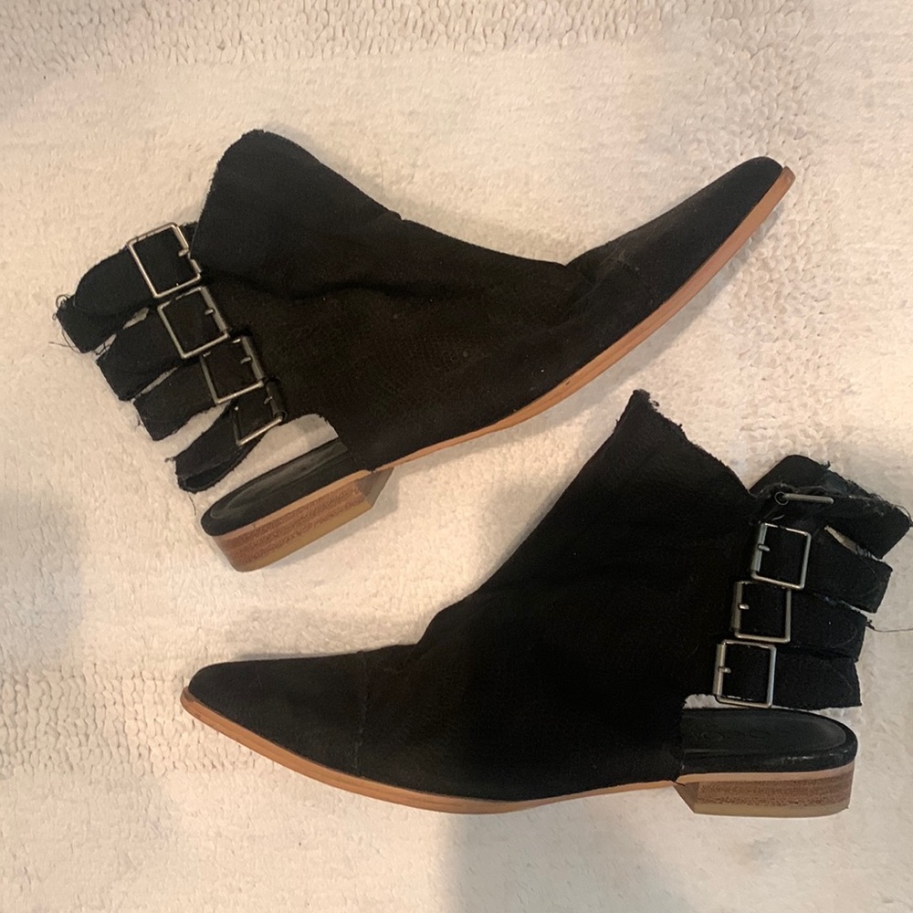 Black cut out booties with buckles